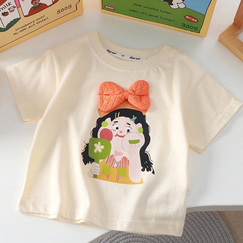 Детская летняя одежда для мальчиков и девочек, милая футболка с рисунком 3D льва, маленького медведя, кукольная футболка, кавайная хлопковая одежда для мальчиков, повседневный топ