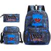 Friday Poppy Playtime Sausage Monster Doll Backpack Huggy Wuggy 3 PCS Set Book Bag for Boy Canvas Breathable Student School Bag