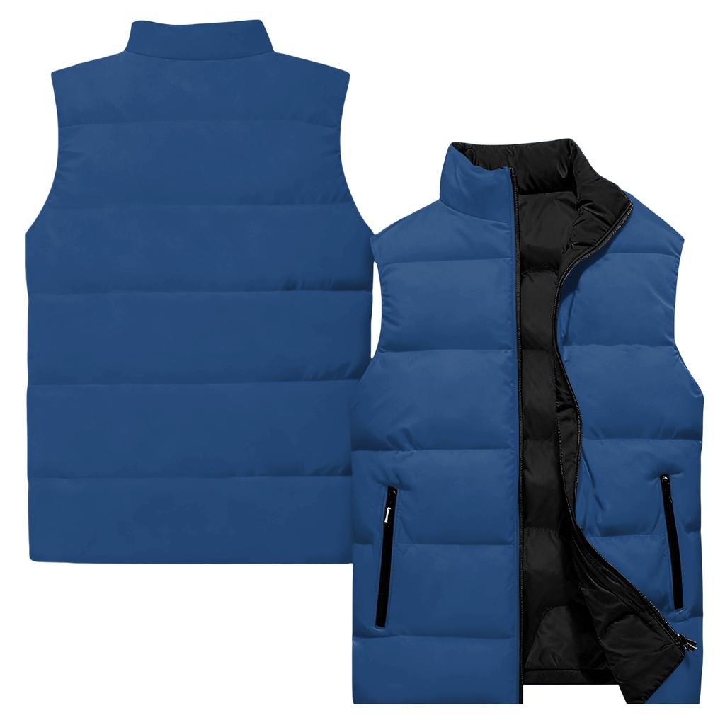 Men's Casual And Fashionable Sleeveless Vest, Solid-color Printed Cotton Jacket