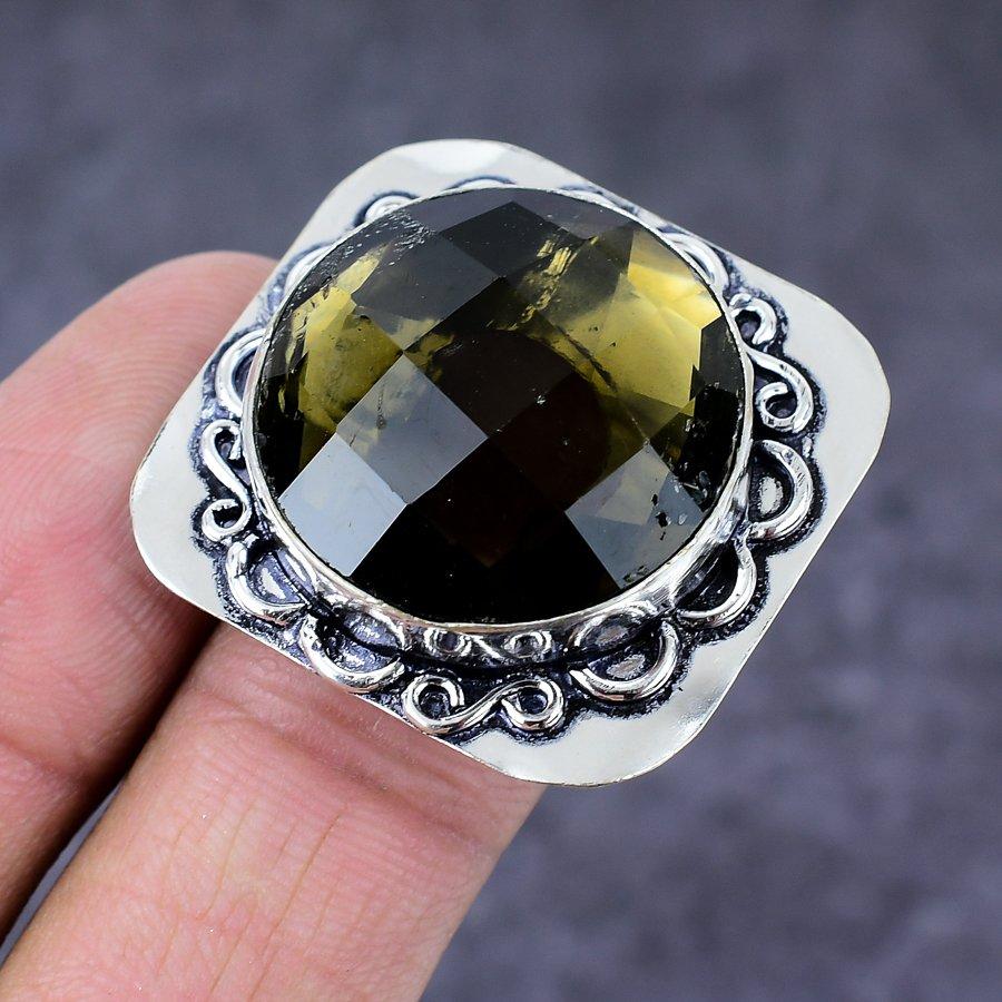 Topaz Gemstone Handmade 925 Sterling Silver Gift Jewelry Ring Size 8 l6B21