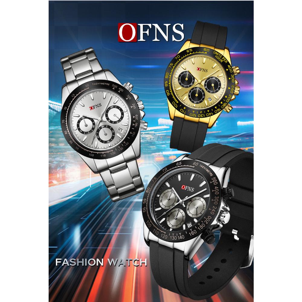 Роскошные мужские кварцевые часы, многофункциональные, три очка, шесть стрелок, хронограф, водонепроницаемые, ночник, мужские кварцевые часы