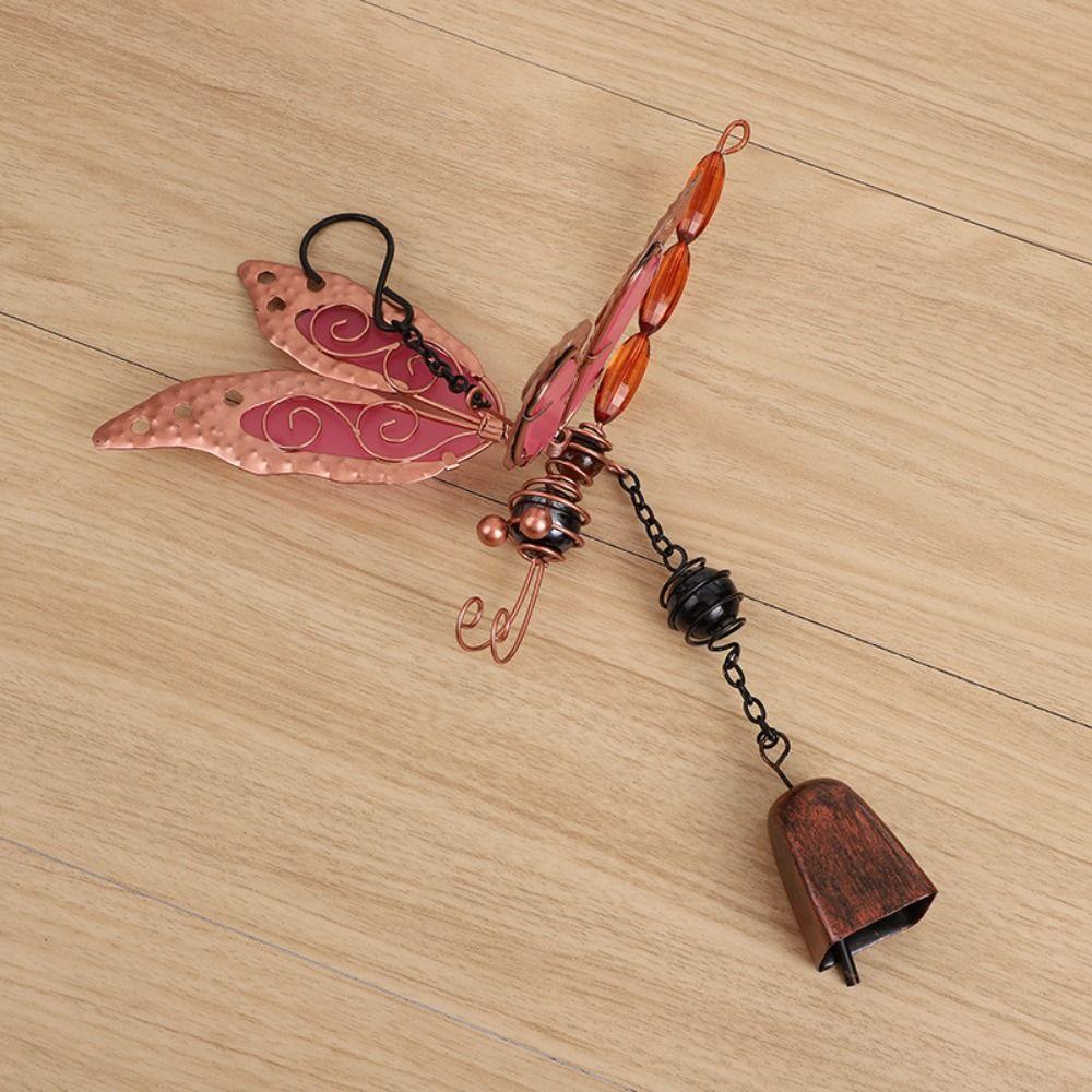 Vintage Bell Pendant Fluorescent Hanging Decoration Crafts Luminous Dragonfly Wind Chime Gift