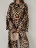 Women's Leopard Print Two Piece Set 2025 Spring New Loose Comfortable Long Sleeve Pants Outfit
