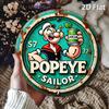 Винтажная металлическая жестяная табличка Popeye The Sailor (Моряк Попай) со шпинатом, мультяшная, ретро, D-плоская, круглая, настенное искусство, табличка для игровой комнаты, мужской уголок, декор