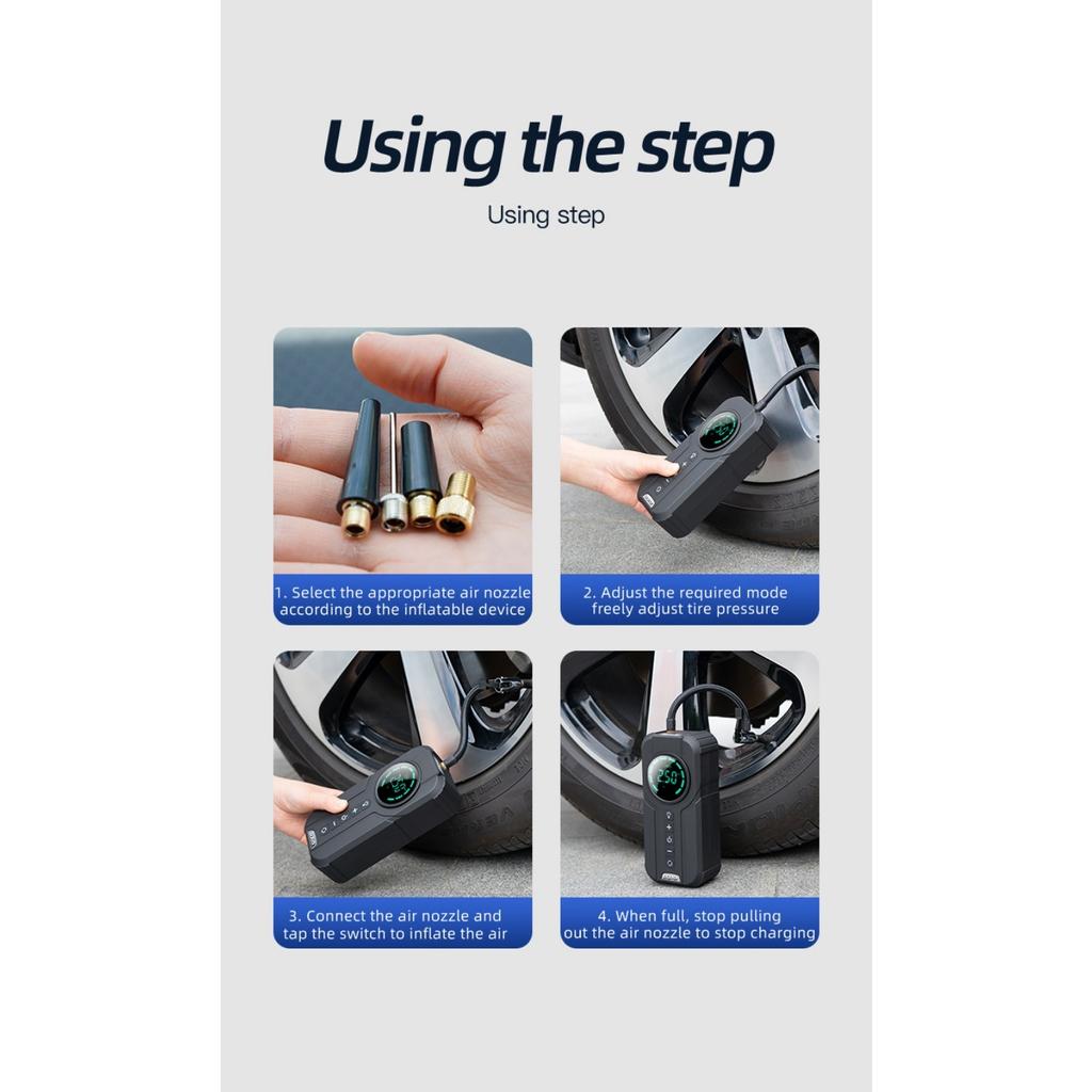 Portable Car Pump Tire Inflator Portable Inflatable Pump Bicycle Motorcycle Mini Digital Display Car Pump