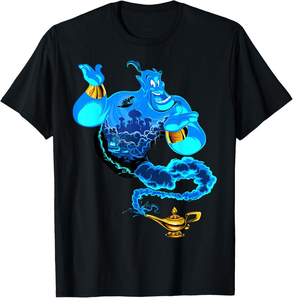 Hot Fashion Disney Aladdin Genie Portrait Agrabah Fill T-Shirt S-4XL Four Seasons Gift