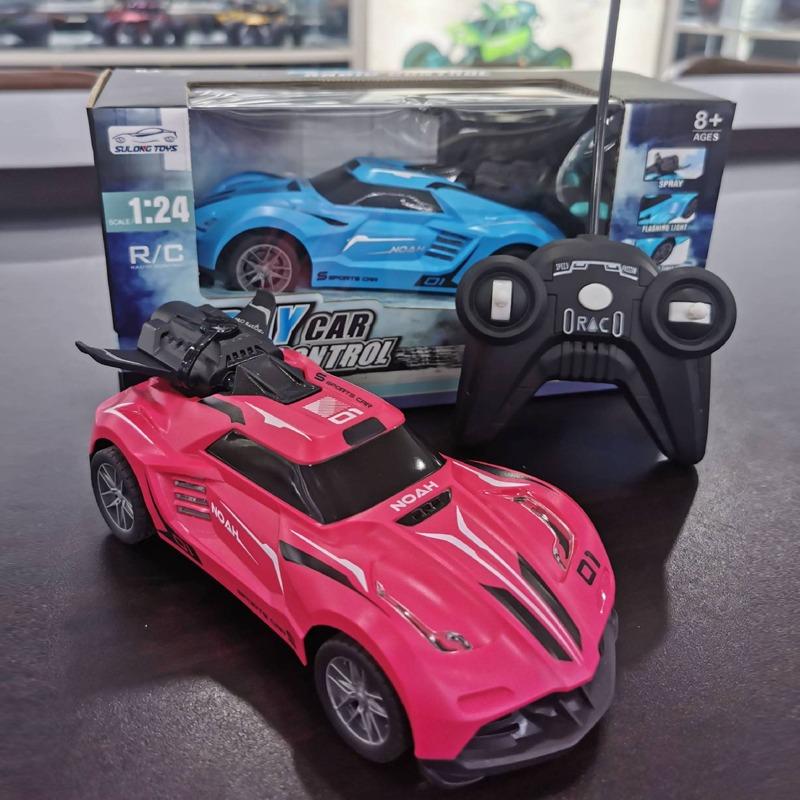 Remote Control Car, 1:24 Scale Kids Mini RC Car with LED Lights and Spray Effect, RC Racing Electric Car Toys for Boys Girls Birthday, Party