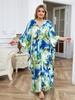 EDOLYNSA Plus Size Kaftan Bohemian Printed Summer Long Beach Dress Women Homewear Outfit Swim Suit Cover Up Loose Caftan