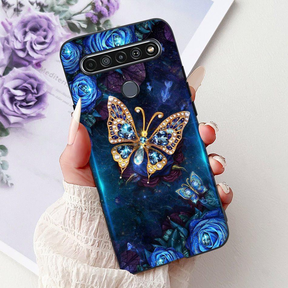 Для LG K41S K51S 2020 Элегантный Чехол для Телефона с Цветочным Котом, Для LG K41S K51S LM-K410 LM-K510 Черный Силиконовый Мягкий Чехол