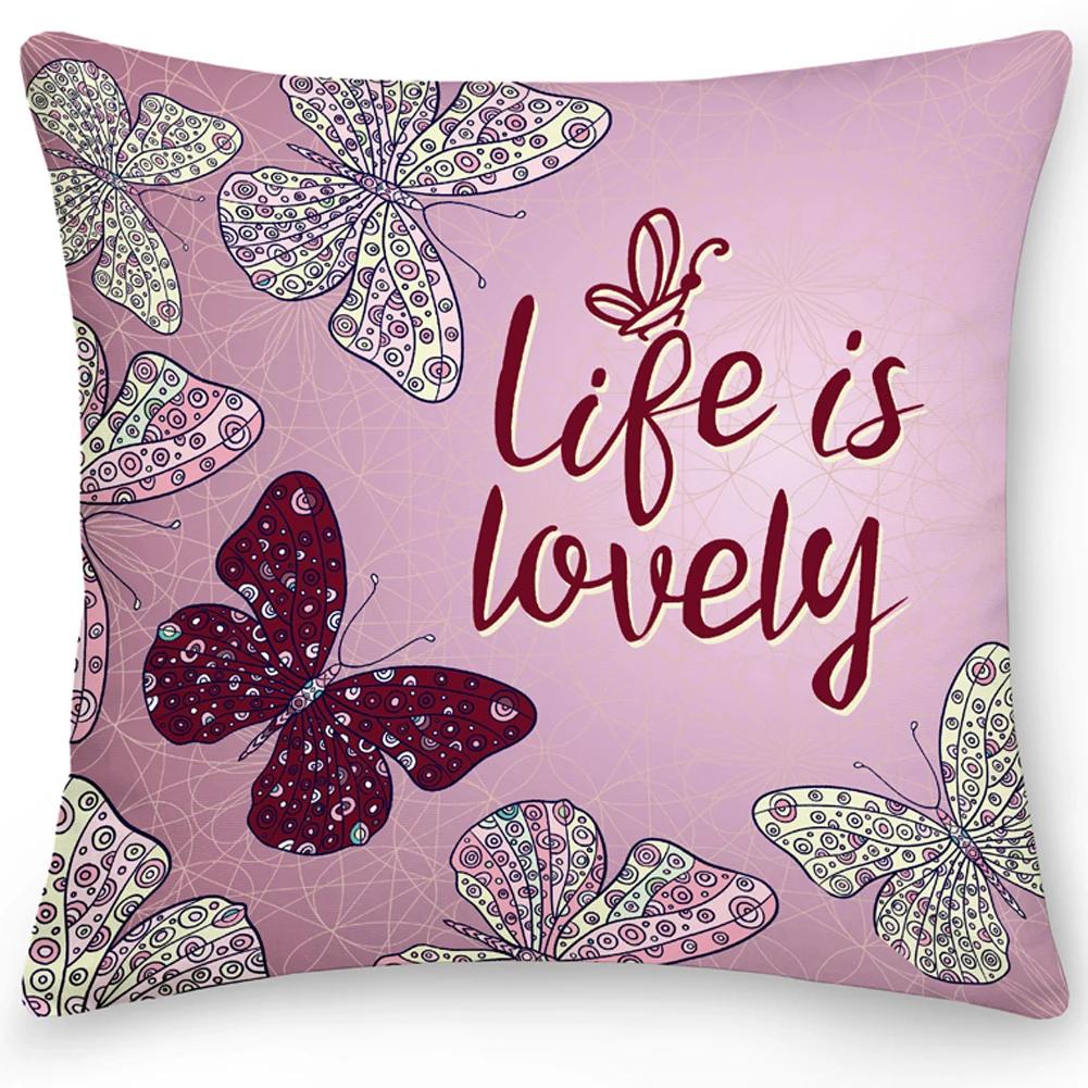 Pillow Office Sofa  Butterfly Print Double Sided  Cover Square Cushion