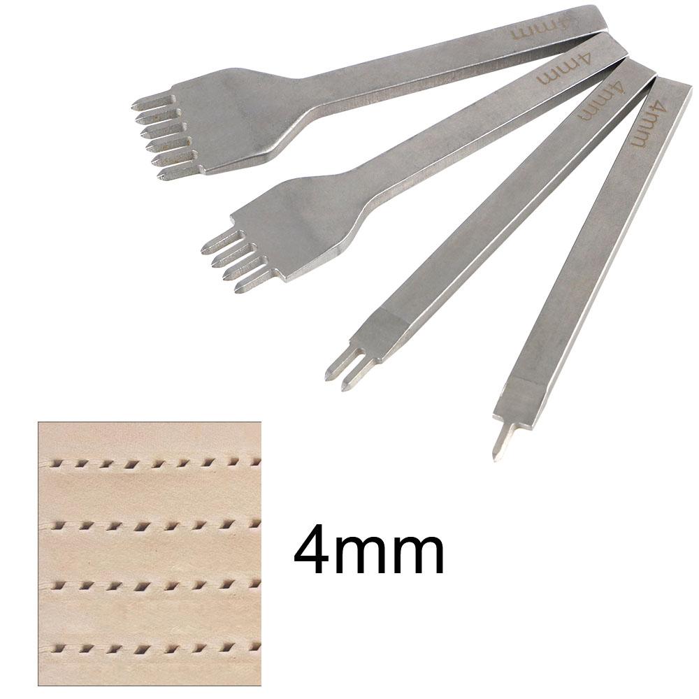 4pcss Hand Piercing Stitching Punching Tool Leather Row Hole Tool DIY Leather Craft Tools Holes Fork Row Hole Punch