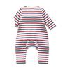 MIKI HOUSE Double B Coverall Long Made in for Boys and Baby Red and Navy Romper, Sleeve, Striped, Japan, Girls, Clothes, Children's Clothing,