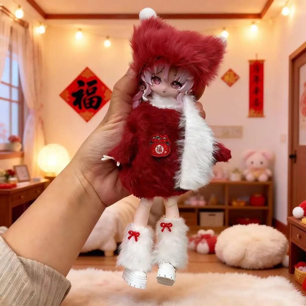 Набор зимней одежды для кукол 1/8 1/12 OB11 BJD - Милый теплый наряд горничной из плюша, аксессуары для переодевания кукол (Только Одежда)