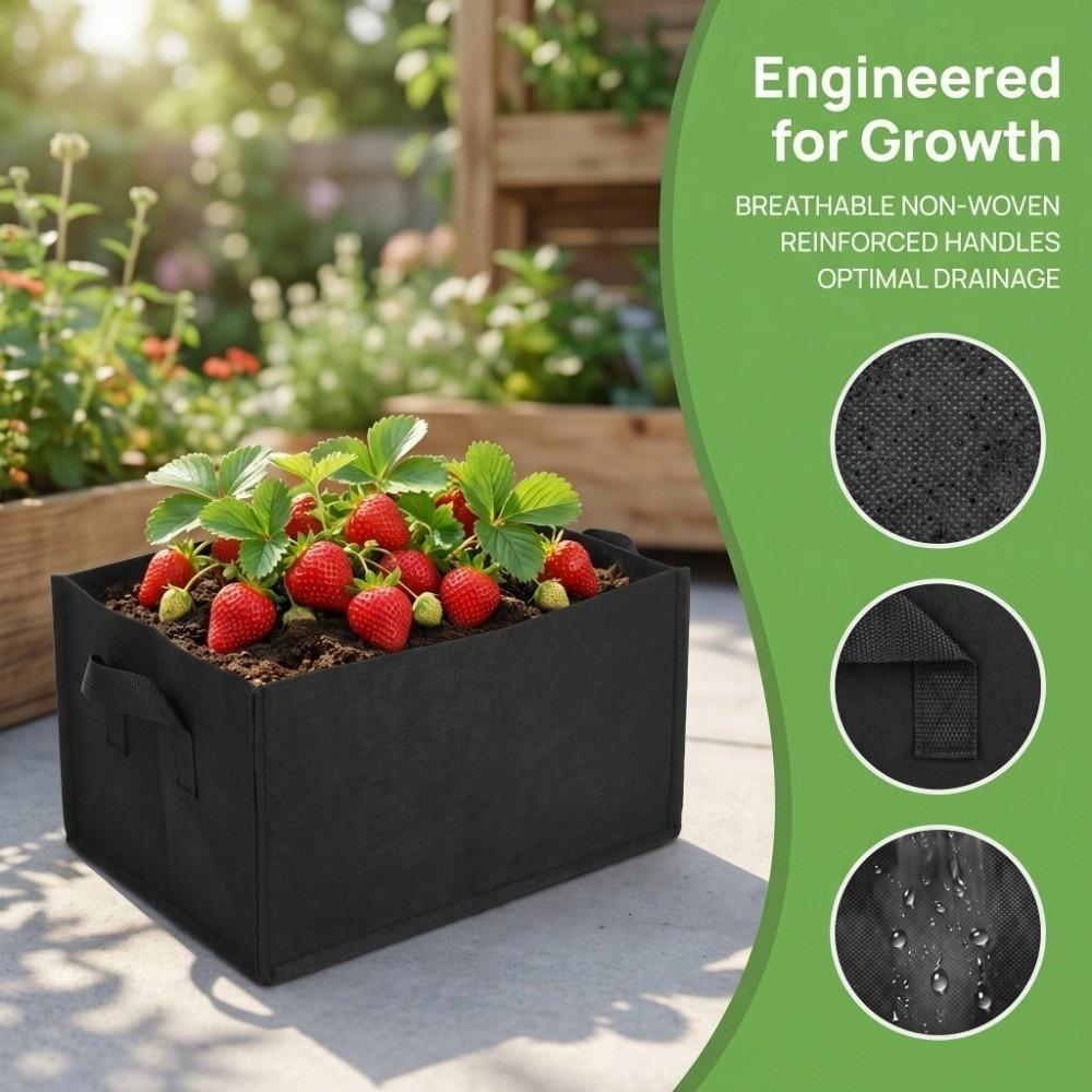 4PCS with Handles Planting Bag Planter Square Vegetable Grow Bag Indoor Outdoor Use