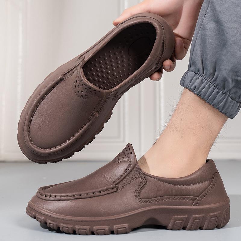 Мужская повседневная обувь Нескользящая Толстая подошва Износостойкая Водонепроницаемая Маслостойкая На шнурках Домашняя Уличная Рабочая обувь
