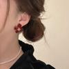 Новые модные серьги с флоком, серьги с серебряными игольчатыми бантиками, ощущение высокого класса, нишевые красные серьги