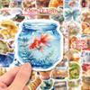 50 листов Акварельная жизнь Мультяшный Рисованный от руки Реалистичный Граффити Наклейка Пудинг Круассан Декоративный Чемодан Наклейка для Водного Стакана