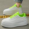 Trendy White Green Original Shoes for Men Comfy Height-increasing Platform Shoes Men Lace-up Flat Shoes Casual Zapatos De Hombre