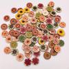 50x Mixed Buttons DIY Craft Sewing Retro Style Wooden Flat Flower Painting for