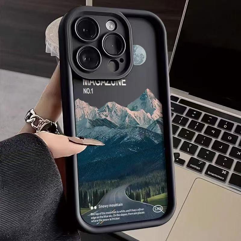 Чехол для iPhone «Живописная дорога в заснеженных горах» для 13/14/15Pro/16ProMax/17