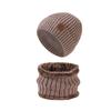 Winter Men's Knitted Hat Scarf Kit Stretch Warm Hat Two-Piece Set Thick Sleeve Cap Skullies Beanies