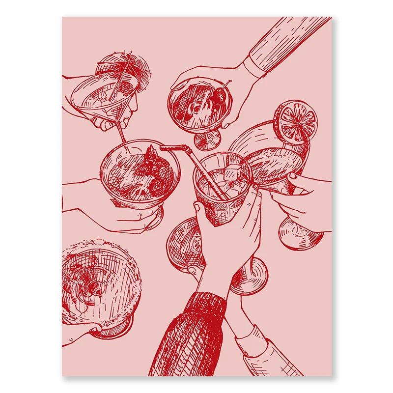 День святого Валентина Очередь Галерея Печатный Плакат Винтаж Романтическое Настенное Искусство Милое Розовое Сердце Картина На Холсте Украшение Домашней Спальни