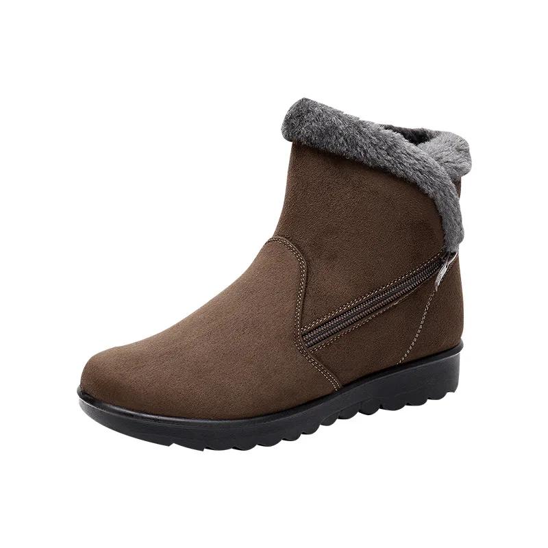 Женские новые зимние ботинки из хлопка, женские, теплые, плюшевые, зимние ботинки Botas Outdoor, нескользящие, на молнии, повседневные, удобные ботинки Mujer