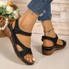 Ladies Shoes Summer High Quality Open Toe Women's Sandals Outdoor Round Toe Print Plus Size Casual Women Platform Wedge Sandals