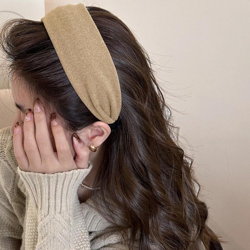 Vintage Solid Soft Hairband For Women Girls Sweet Headband Simple Hair Hoop Temperament Hair Band Hair Accessories