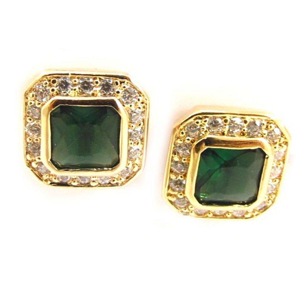 Les Trésors De Lily [K7190] - Green Gold Plated 'Sissi' Earrings
