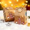 24 Pcs Christmas Gingerbread House Gift Box Paper House Treat Boxes for Holiday Party Favors Cookie Candy Gifts Packaging