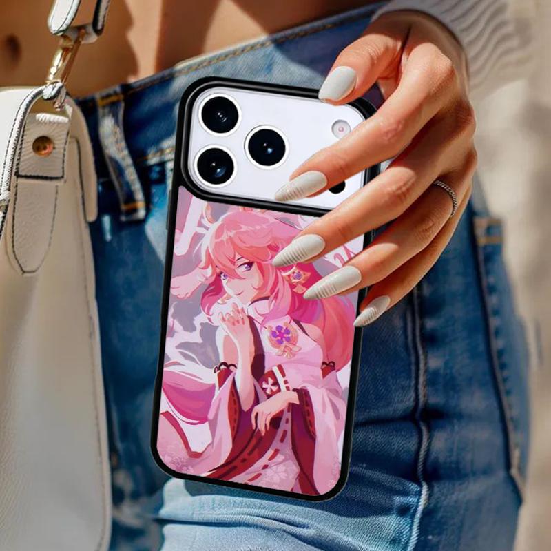 Чехол для телефона Genshin Yae Miko Для iPhone 17 Air 14 15 13 12 Max Чехол Для Apple 14 15 16 16e 11 Pro Max Plus Coque