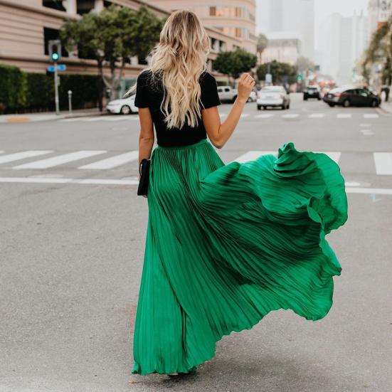 Skirt Women Solid Color Large Hem A-Line Long Skirt Work Leisure Skirt Streetwear