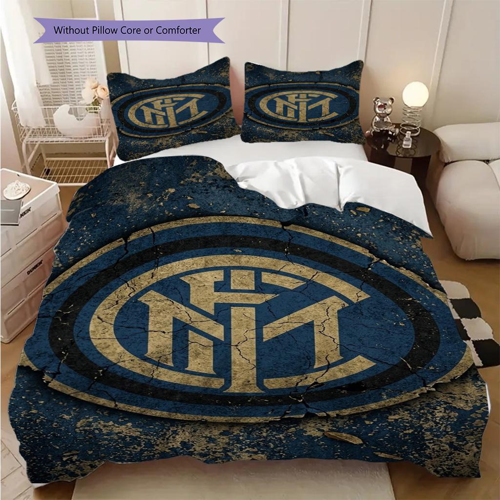 Inter Milan Emblem Blue Background Bedding (1 * duvet cover + 2 * pillowcase, without core) Duvet cover and pillowcase Christmas birthday gift