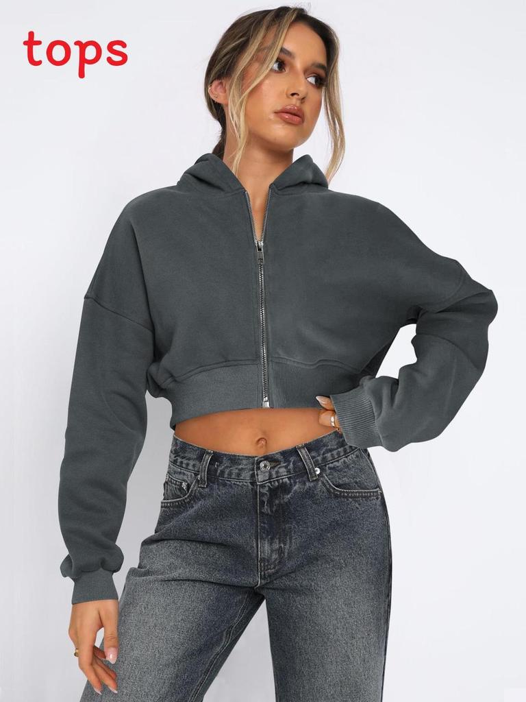 Streetwear Womens Short Sleeve Hoodie With Zipper For Fall Winter Casual Wear