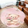 1PC Teddy bear Flowers Round Chair mat Area Rug - Non-Slip, Floor Mat for Office, Bedroom, home decor Christmas Gift c0528068