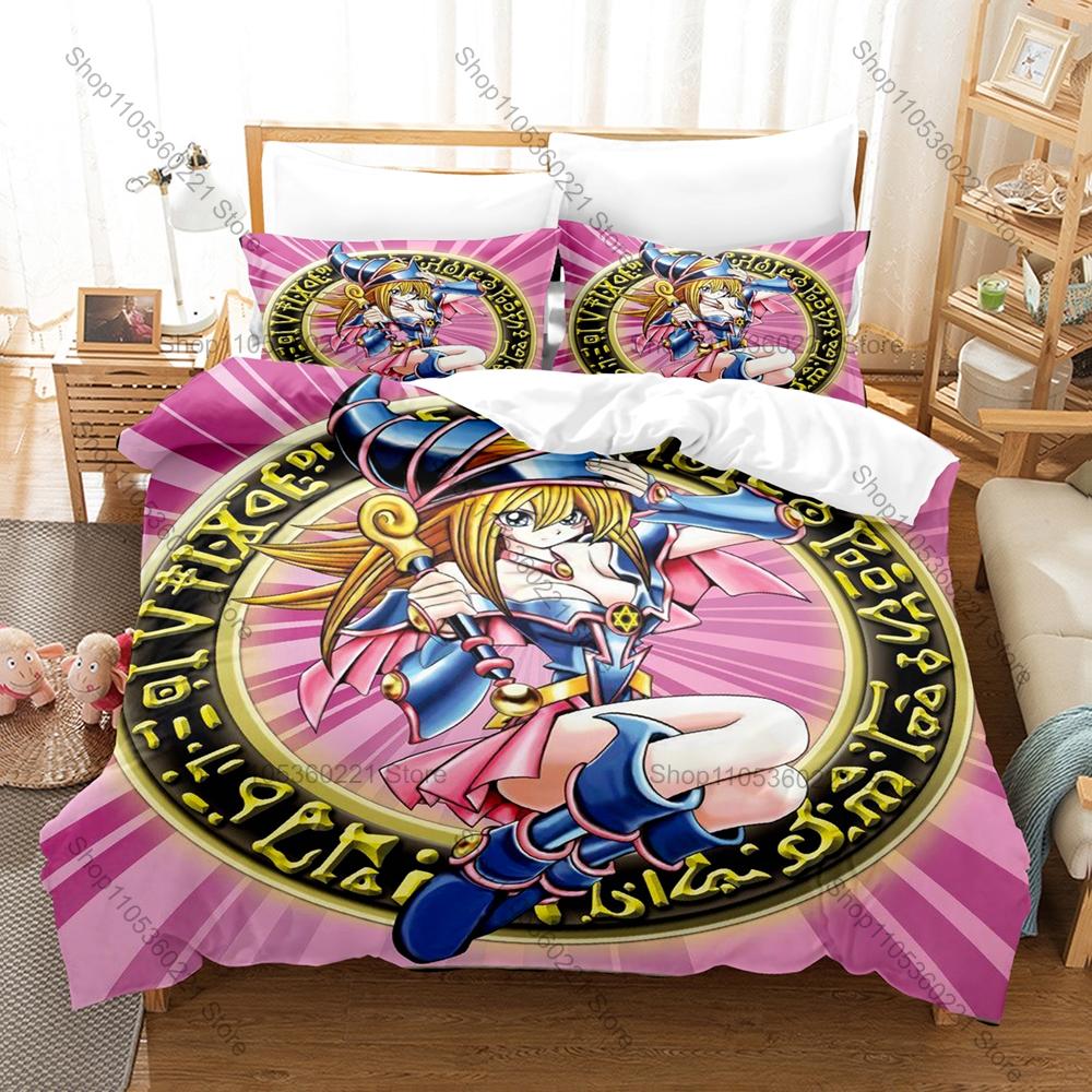 Yu Gi Oh Bedding Set 3Pcs 3D Printed Kpop Duvet Cover & Pillowcases Soft Microfiber Bed Set for Fans Bedroom Decor