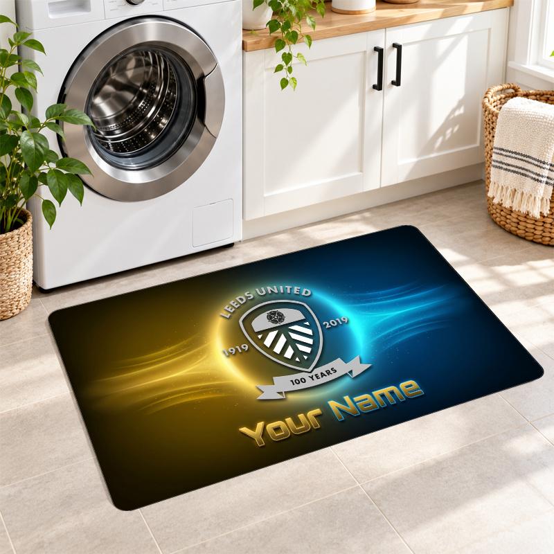Leeds United Custom Name Flannel Rug Kitchen Mat Non Slip Floor Carpet Personalized Home Decor