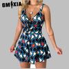 Women's Fashion Summer Spring Solid Color Print Short Sleeve Suspenders High Waist Casual Dresses
