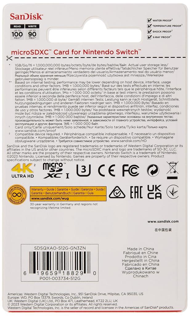 SanDisk microSDXC 512 ГБ Edition Animal Crossing Leaf Nintendo Switch Switch Lite и Switch - UHS-I