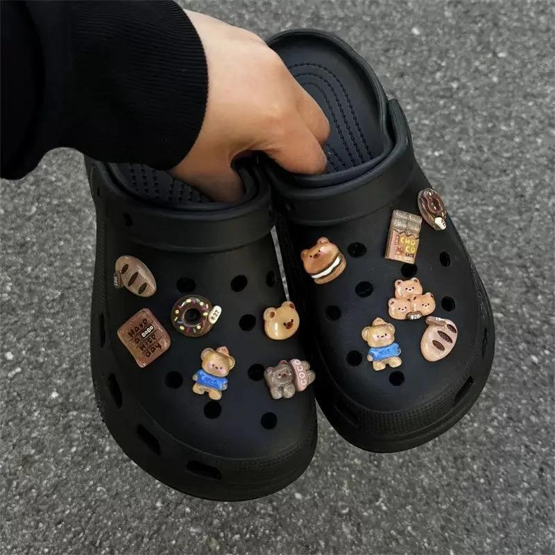 100 шт. Круглые пряжки Обувные подвески Croc DIY Аксессуары Пластиковая пуговица для обуви с отверстиями Садовая обувь Diy Croc Крепежные аксессуары