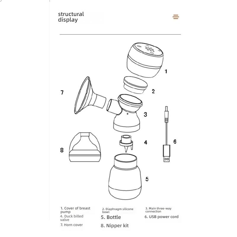 Электрический молокоотсос Портативный молокоотсос Полностью автоматический Бесшумный Все-в-одном Автоматический