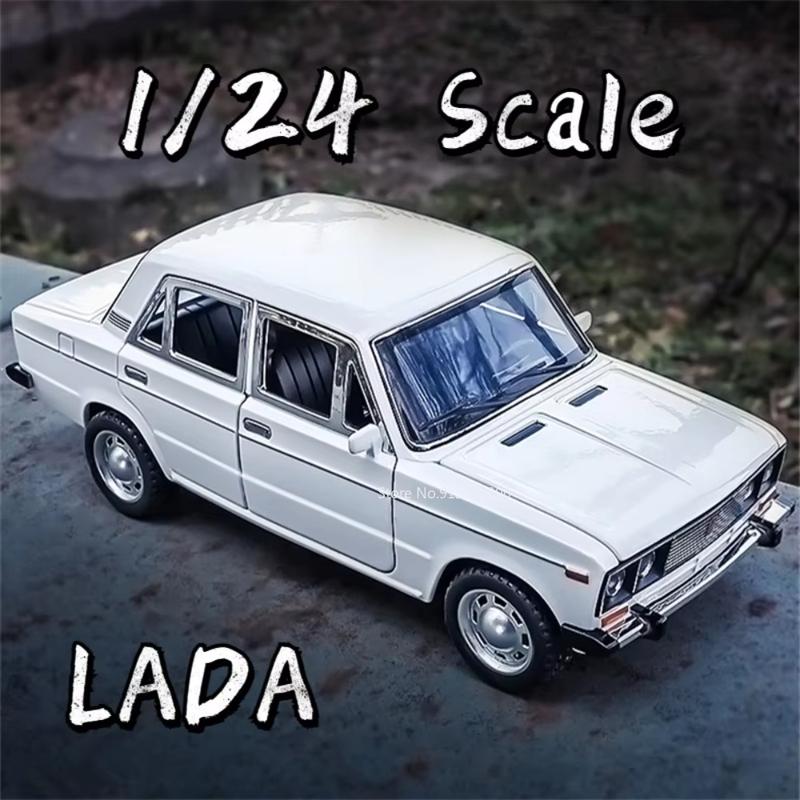 Игрушечная модель автомобиля LADA в масштабе 1/24, литой под давлением сплав, 6 дверей, открывающиеся, инерционные, со звуком и светом, масштабная модель автомобиля, детские игрушки для мальчиков, коллекция, подарок