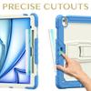 For iPad Air 13 (2025)/(2024) Case PC+Silicone Kickstand Pen Slot Tablet Cover with Shoulder Strap