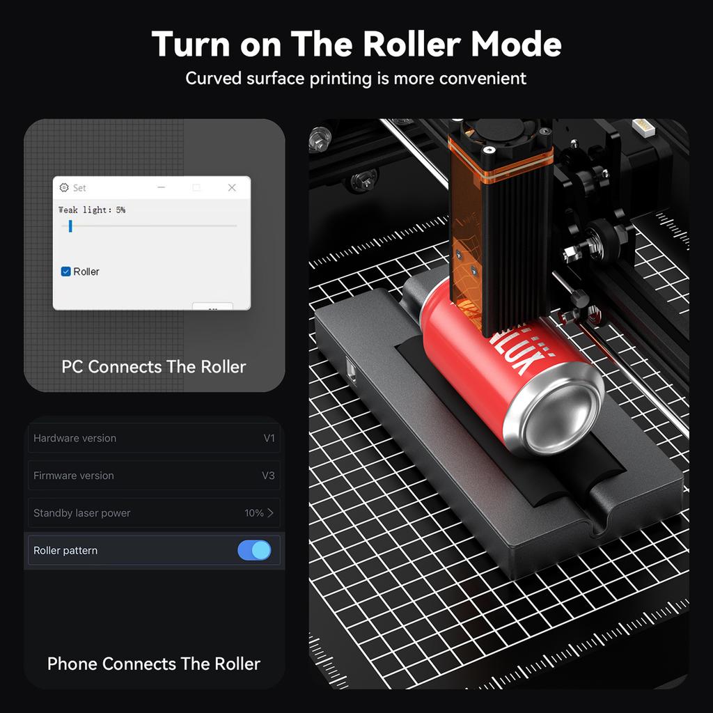 WAINLUX Rotary Rollor for 390mm Objects Engraving Diameter for Laser Engraving Cylindrical Objects