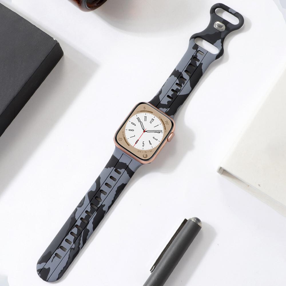 Для ремешка Apple Watch Ultra 8 SE 7 6 5 Силиконовый ремешок iWatch 49мм 40мм 45мм 41мм 42мм Камуфляжный узор Наручный ремешок Браслет