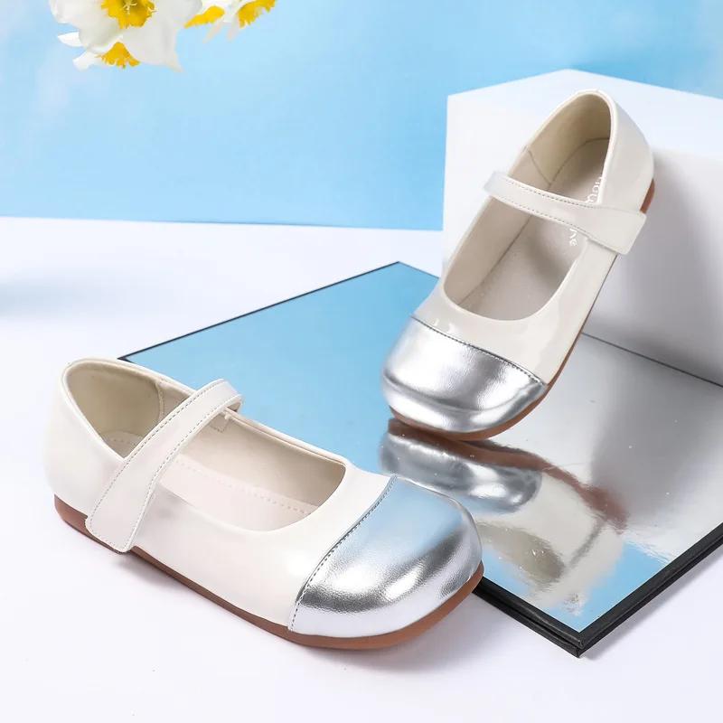 Новые туфли принцессы из кожи для девочек, пэчворк, элегантные детские балетки для выступлений, модные детские туфли для вечеринок, на липучке