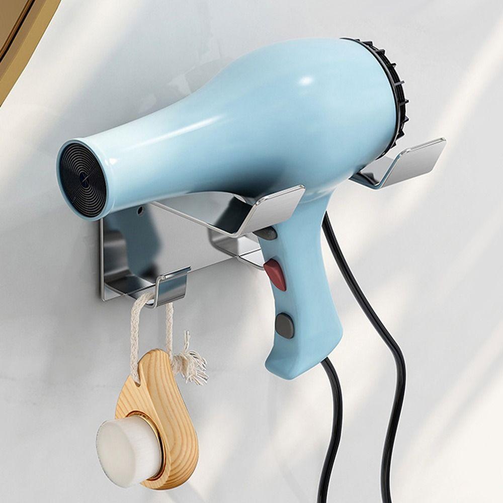 Wall-Mounted Hairdryer Support Rack Metal Bathroom Shelf Hair Dryer Holder  Washroom Stylist Tool