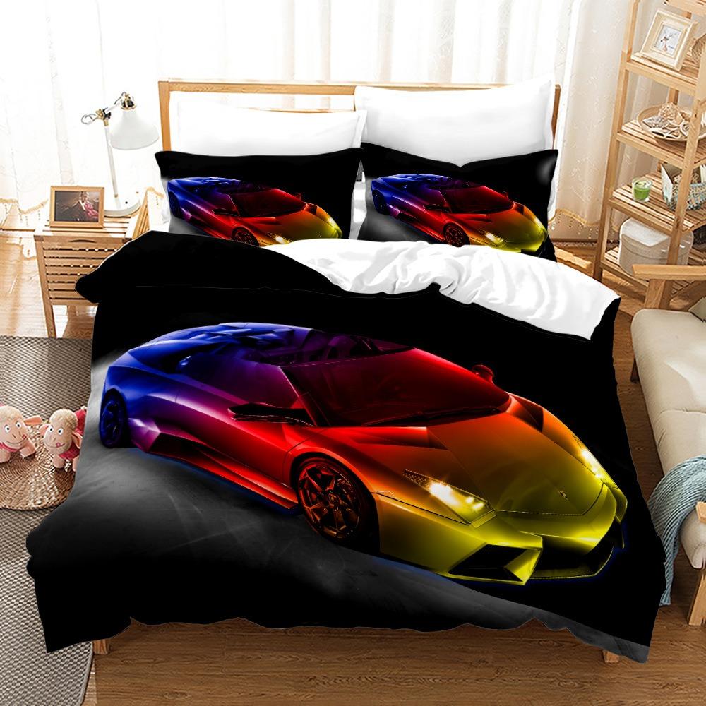 Luxury Car Duvet Cover Set Cartoo Bedding Set for Kids Boys Polyester Bedding Set King Size
