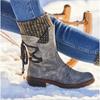 Women's Mid-Calf Boots Purple Blue Grey Square Heel Low Heels Side Zipper Lace Up Warm Women Shoes Fashion Large Size Snow Boots